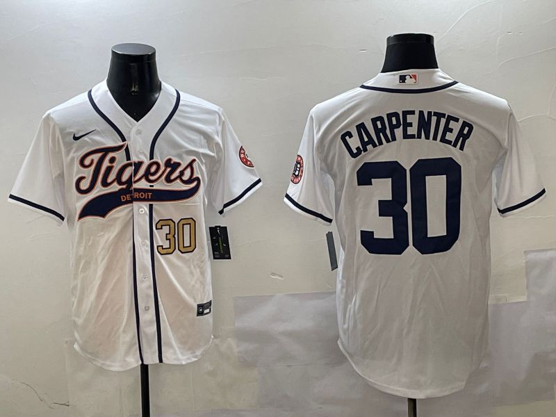 Men Detroit Tigers #30 Carpenter White Jointly Name 2025 Nike MLB Jersey style 4->detroit tigers->MLB Jersey